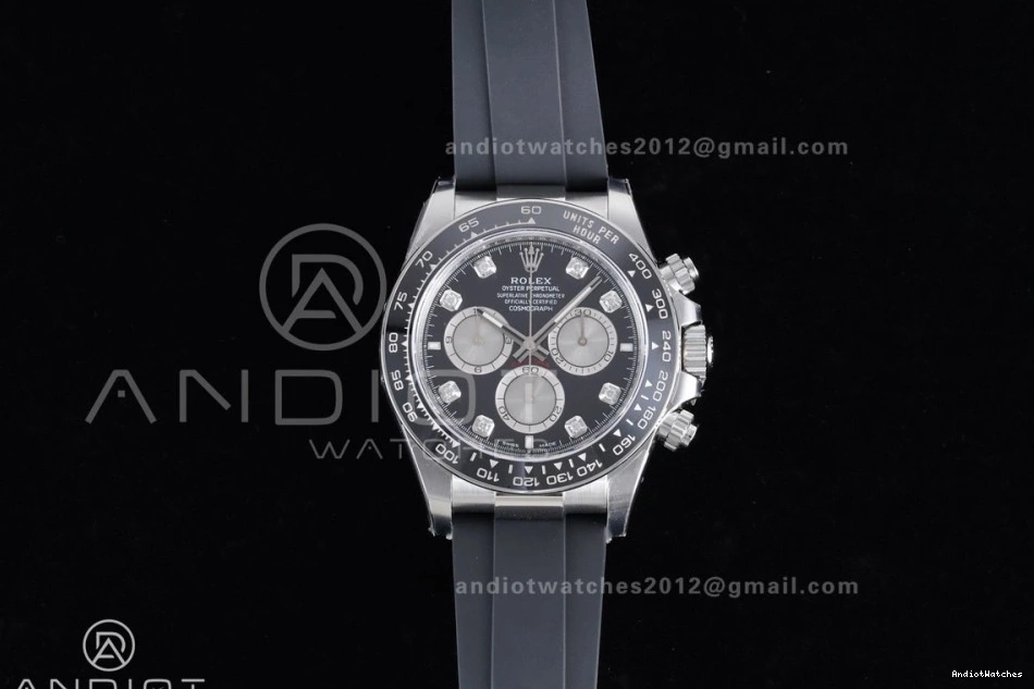SoftTouch Diamonds Strap Silver Daytona VS4131 on Dial Edition 816 Oysterflex 1:1 VSF Best Black V2 (Weighted) 126519 1123